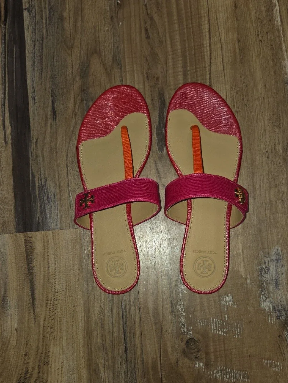Tory Burch Pink & Orange Logo Thong Sandal